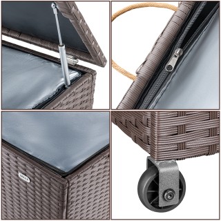 BAKAJI  Κουτί Αποθήκευσης Κήπου Πολυρατάν Αδιάβροχο με 2 Ρόδες Καφέ...