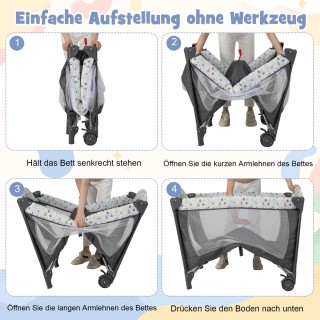Costway Multifunktionales 3-in-1 Reisebett mit Wickelauflage...