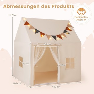 Costway Παιδική Σκηνή Παιχνιδιού σε Στυλ Καλύβας με Μαξιλάρι και Δι...