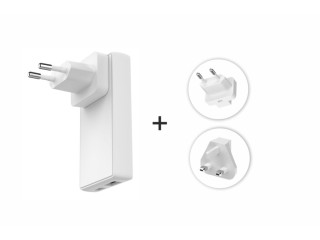 SWISSTEN Προσαρμογέας Ταξιδιού GaN USB-C + USB-A, 65 W, Ανταλλάξιμα...