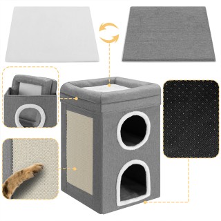 BAKAJI Γατόσπιτο με 3 Επίπεδα και Ονυχοδρόμιο 41x41x63 εκ. 02842218