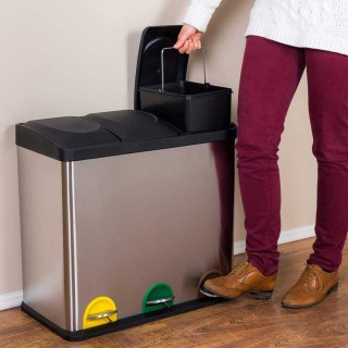 BAKAJI  Κάδος Ανακύκλωσης 54 ΛΤ Ατσάλι 3 Χώροι Κάδος Απορριμμάτων μ...