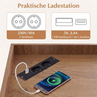 Costway Γωνιακή Βιβλιοθήκη με Σταθμό Φόρτισης: Γωνιακό Ράφι με 9 Θέ...