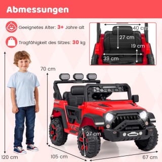 Costway  Ηλεκτρικό Παιδικό Αυτοκίνητο 12V με Διπλούς Κινητήρες, Πολ...