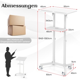Costway  Κινητό Αναλόγιο & Ρυθμιζόμενο Τρόλεϊ Λάπτοπ με Κλίση, Λευκ...