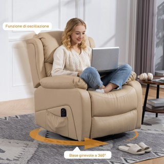 HOMCOM Άνετη Πολυθρόνα με Ανακλινόμενη Πλάτη, 8 Σημεία Μασάζ, Θέρμα...