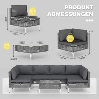 Costway  Ρατάν Εξωτερική Γκαρνιτούρα Lounge με Τραπέζι και Μαξιλάρι...