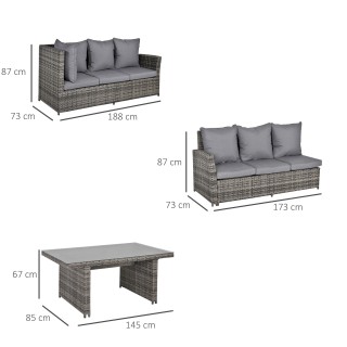 Outsunny Garden Lounge με 2 καναπέδες και τραπέζι σε PE Rattan Grey... Outsunny Garden Lounge με 2 καναπέδες και τραπέζι σε PE Rattan Grey...