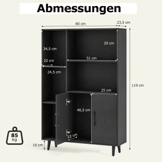 Costway Μαύρη Βιβλιοθήκη με Πόρτες & Ανοιχτά Ράφια για Γραφείο ή Σα... Costway Μαύρη Βιβλιοθήκη με Πόρτες & Ανοιχτά Ράφια για Γραφείο ή Σα...