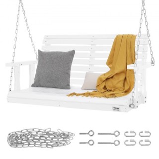 Ξύλινη Κούνια Βεράντας VEVOR 4 ft, Λευκή Κούνια Κήπου με Αλυσίδες, ...