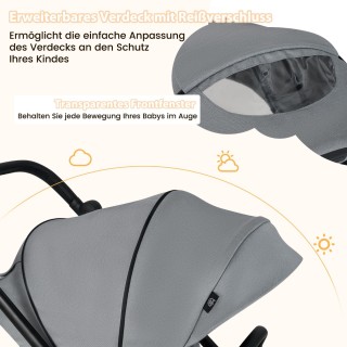 Costway Αναδιπλούμενο Καρότσι με Αντιστρέψιμο Κάθισμα και Ρυθμιζόμε...