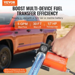 VEVOR  Αντλία Μεταφοράς Καυσίμου 12V 5 GPM 1/7 HP με Αυτόματο Ακροφ...