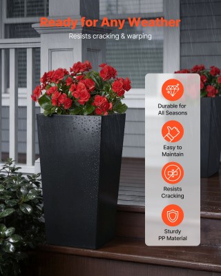 VEVOR Σετ 2 Ψηλών Γλαστρών Εξωτερικού Χώρου με Ρόδες και Αποστράγγι...