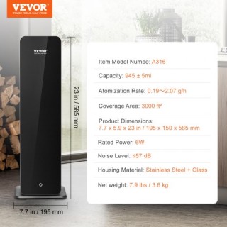 VEVOR Μηχανή Αρωμάτων 950ml Bluetooth Ψυχρού Αέρα 3000τ.φ. Χωρίς Νε... VEVOR Μηχανή Αρωμάτων 950ml Bluetooth Ψυχρού Αέρα 3000τ.φ. Χωρίς Νε...