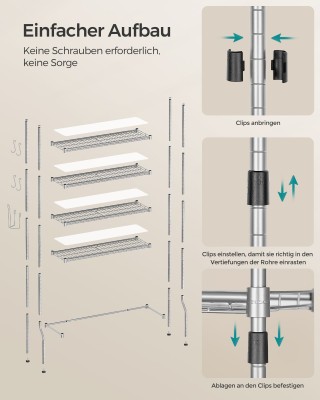 Ράφι Μπάνιου 4 Επιπέδων SONGMICS, Ασημί Γκρι Ράφι Μπάνιου 4 Επιπέδων SONGMICS, Ασημί Γκρι