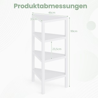 Costway Γωνιακή βιβλιοθήκη 4 επιπέδων με ανοιχτά ράφια, ελεύθερης τ...