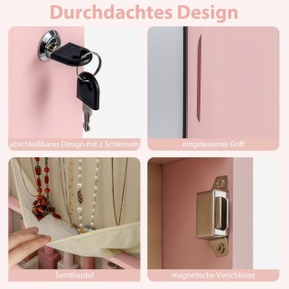 Costway Κοσμηματοθήκη με LED Φωτισμό και Καθρέφτη σε Ροζ Απόχρωση J... Costway Κοσμηματοθήκη με LED Φωτισμό και Καθρέφτη σε Ροζ Απόχρωση J...