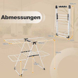 Costway Διπλός Ρυθμιζόμενος Πτυσσόμενος Στεγνωτήρας Ρούχων με Μεταλ...