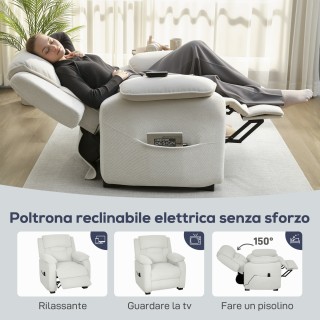 HOMCOM Πολυθρόνα Ανακλινόμενη 150° σε Υφή Βελούδου με Υποπόδιο, Τηλ...