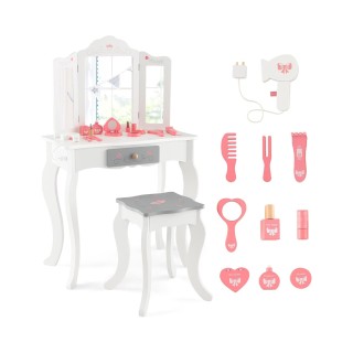 Costway Σετ Τουαλέτας Μακιγιάζ 2-σε-1 για Παιδιά με Αξεσουάρ και Απ... Costway Σετ Τουαλέτας Μακιγιάζ 2-σε-1 για Παιδιά με Αξεσουάρ και Απ...