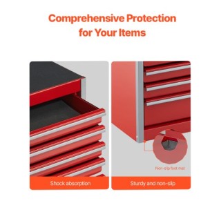 VEVOR Κόκκινο Φορητό Μεταλλικό Κουτί Εργαλείων με 5 Συρτάρια CTSBXS...