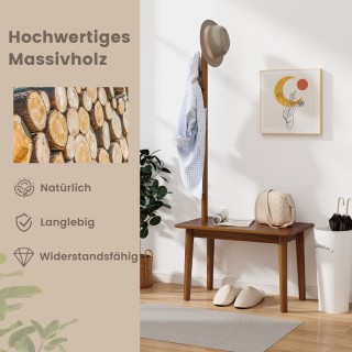 Costway Πολυλειτουργικός Ξύλινος Καλόγερος με Τραπέζι και Παπουτσο... Costway Πολυλειτουργικός Ξύλινος Καλόγερος με Τραπέζι και Παπουτσο...