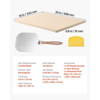 VEVOR Πέτρινη Πλάκα Ψησίματος από Κορδιερίτη 508 x 355 mm με Αλουμι... VEVOR Πέτρινη Πλάκα Ψησίματος από Κορδιερίτη 508 x 355 mm με Αλουμι...