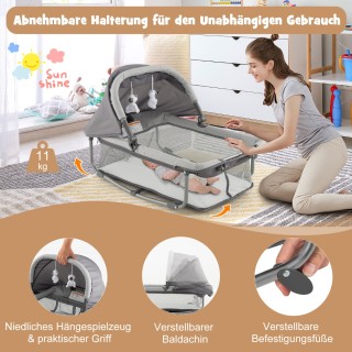 Costway Πολυλειτουργικό Βρεφικό Κρεβάτι 5 σε 1 με Αλλαξιέρα & Κούνι...