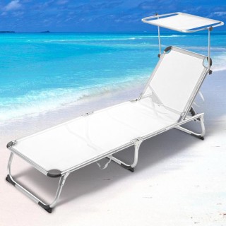 BAKAJI Ξαπλώστρα με Σκίαστρο Παραλίας Λευκή Αλουμινίου Πτυσσόμενη ... BAKAJI Ξαπλώστρα με Σκίαστρο Παραλίας Λευκή Αλουμινίου Πτυσσόμενη ...