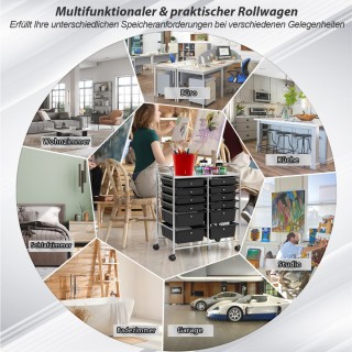 Costway Τροχήλατο Καρότσι Αποθήκευσης με 12 Συρτάρια και Μεταλλικό... Costway Τροχήλατο Καρότσι Αποθήκευσης με 12 Συρτάρια και Μεταλλικό...