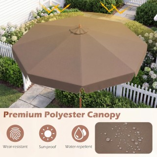 Costway Ομπρέλα κήπου/αγοράς 300 εκ. με μηχανισμό κλίσης και ξύλινο...