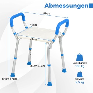 Costway Μπλε Ρυθμιζόμενο Αλουμινένιο Σκαμπό Ντους με Αντιολισθητικά... Costway Μπλε Ρυθμιζόμενο Αλουμινένιο Σκαμπό Ντους με Αντιολισθητικά...
