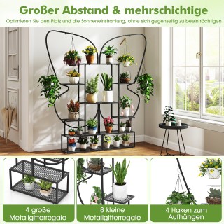 Costway Εξάστατη Μεταλλική Βάση Φυτών σε Σχήμα Πεταλούδας με Άγκιστ...