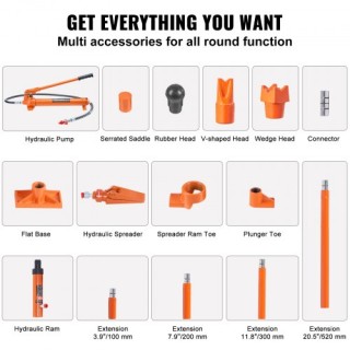 VEVOR 12 Τόνων Υδραυλικός Γρύλος & Κιτ Επισκευής Σώματος  F12TPAPUN...