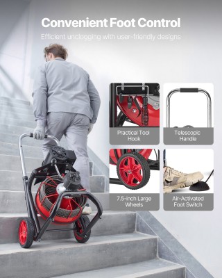 VEVOR Αποφρακτική Μηχανή 30m x 10.5mm Μεταφερόμενη, Αυτόματη Τροφοδ...