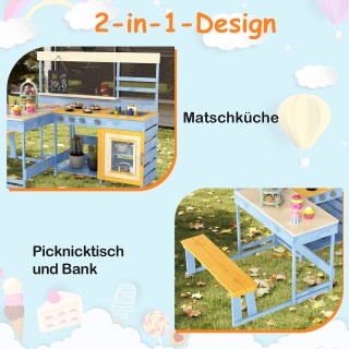 Costway Παιδική Κουζίνα από Έλατο 98 x71x150 cm με Τραπέζι και Ενσω... Costway Παιδική Κουζίνα από Έλατο 98 x71x150 cm με Τραπέζι και Ενσω...