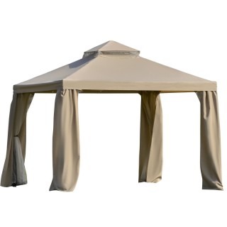 Outsunny 3x3m Metal Garden Gazebo με κουνουπιέρα και στέγη 2 επιπέδ... Outsunny 3x3m Metal Garden Gazebo με κουνουπιέρα και στέγη 2 επιπέδ...