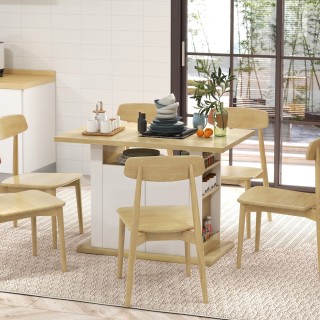 HOMCOM Kitchen Island για 4-6 άτομα με ντουλάπια και ανοιχτά ράφια,...