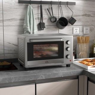 Ηλεκτρικός φούρνος HOMCOM 30L με 3 λειτουργίες μαγειρέματος, ρυθμιζ...