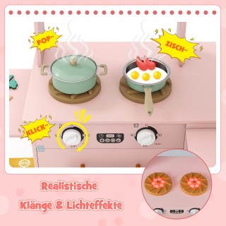 Costway Ροζ Ξύλινη Γωνιακή Κουζίνα με Φως και Ήχο, Αναδυόμενη Επιφά... Costway Ροζ Ξύλινη Γωνιακή Κουζίνα με Φως και Ήχο, Αναδυόμενη Επιφά...