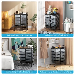 Costway καρότσι με 15 στοιβαζόμενα συρτάρια, τροχήλατο βοηθητικό κα... Costway καρότσι με 15 στοιβαζόμενα συρτάρια, τροχήλατο βοηθητικό κα...