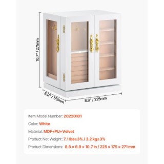 VEVOR Περιστρεφόμενη Κοσμηματοθήκη με 5 Συρτάρια Λευκή TSSSH1000011...