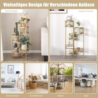 Costway  Πτυσσόμενη Βάση Λουλουδιών με 3 Γλάστρες και 3 Σχάρες σε Χ...