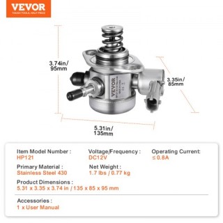 VEVOR  Αντλία Υψηλής Πίεσης 50-80 L/h 0.5 Mpa Kia Hyundai Santa 353...
