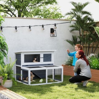 PawHut Διόροφο κλουβί κουνελιών με αφαιρούμενο δίσκο από ξύλο έλατ... PawHut Διόροφο κλουβί κουνελιών με αφαιρούμενο δίσκο από ξύλο έλατ...