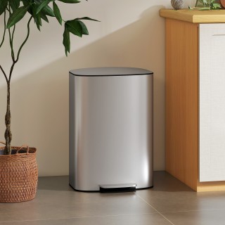 HOMCOM Κάδος Απορριμμάτων με Πεντάλ 50L με Καπάκι Αποσβενόμενης Κλε...