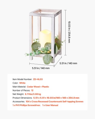 VEVOR Σετ Ξύλινα Φανάρια Γάμου με LED Κεριά και Φύλλα Ευκαλύπτου MZ... VEVOR Σετ Ξύλινα Φανάρια Γάμου με LED Κεριά και Φύλλα Ευκαλύπτου MZ...