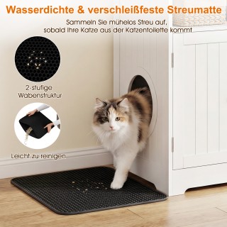 Costway 3 σε 1 Σπιτάκι Γάτας και Κλειστή Τουαλέτα με Βοηθητικό Τραπ...