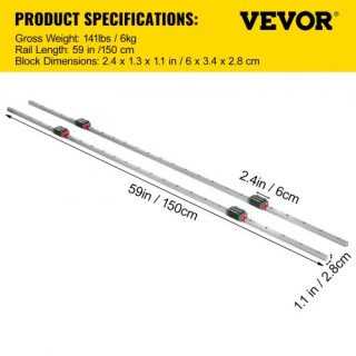 VEVOR Οδηγός Γραμμής 15-1500mm με 4 Ρουλεμάν για CNC HSR15X1500ZXF... VEVOR Οδηγός Γραμμής 15-1500mm με 4 Ρουλεμάν για CNC HSR15X1500ZXF...