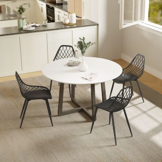 HOMCOM Σετ 4 Μοντέρνες Καρέκλες Τραπεζαρίας με Διάτρητη Πλάτη από Π...